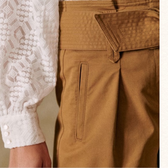 Sezane Rome Shorts Tan Camel Womens Size 6 36 Small - Picture 10 of 10